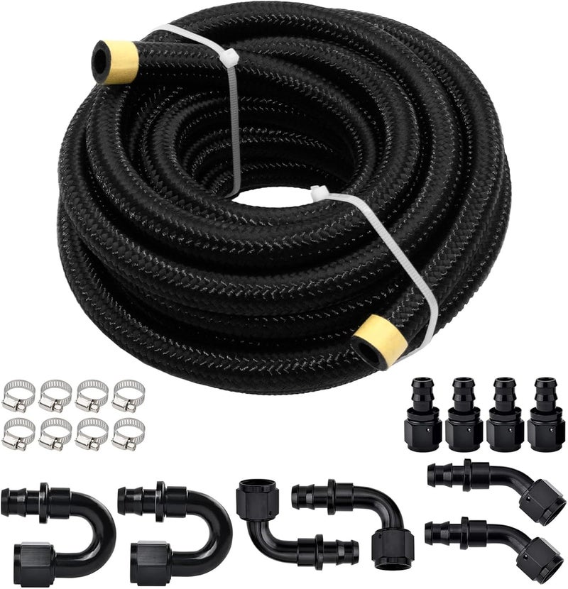 ZOSANY 6AN 20FT Fuel Line Kit, 3/8 Transmission Cooler Lines with AN6 Push On Fitting, Nylon Braided Fuel Line Hose CPE - Image 1